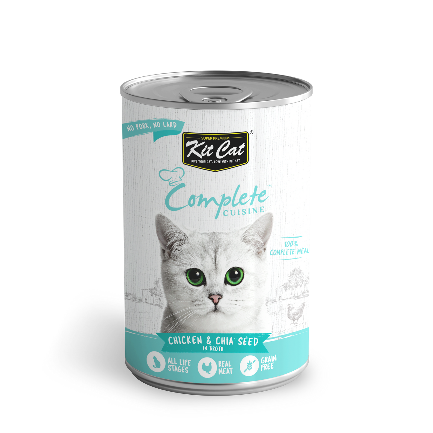 Kit Cat Complete Cuisine Chicken & Chia Seed in Broth Grain-Free Canned Cat Food 150g