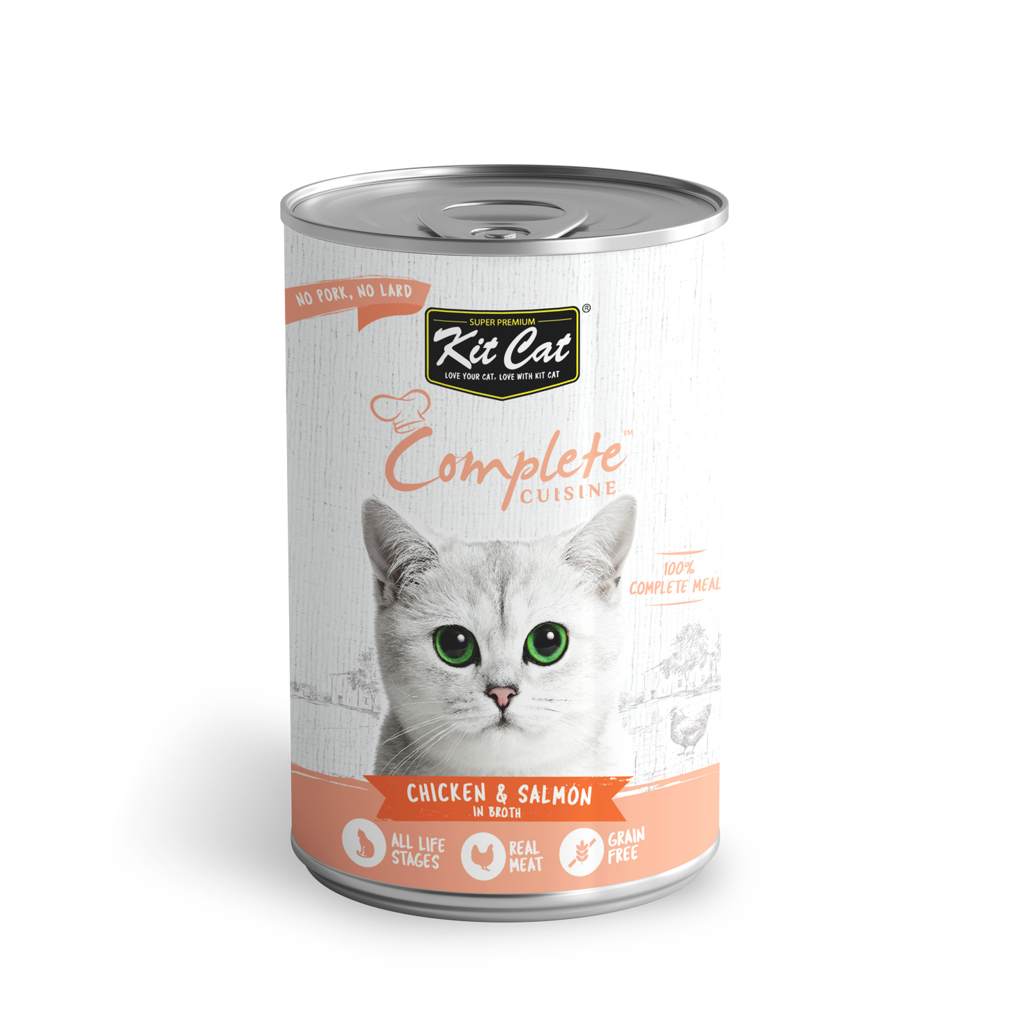 Kit Cat Complete Cuisine Chicken & Salmon in Broth Grain-Free Canned Cat Food 150g