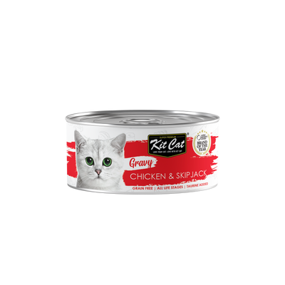 Kit Cat Gravy Chicken & Skipjack Grain-Free Canned Cat Food 70g