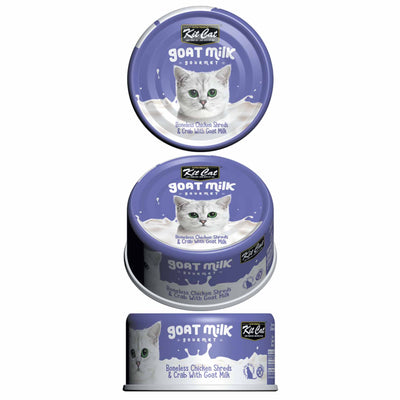 Kit Cat Goat Milk Gourmet Boneless Chicken Shreds & Crab Canned Cat Food 70g