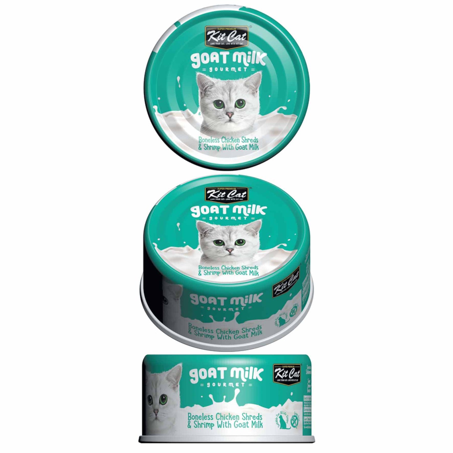 Kit Cat Goat Milk Gourmet Boneless Chicken Shreds & Shrimp Canned Cat Food 70g