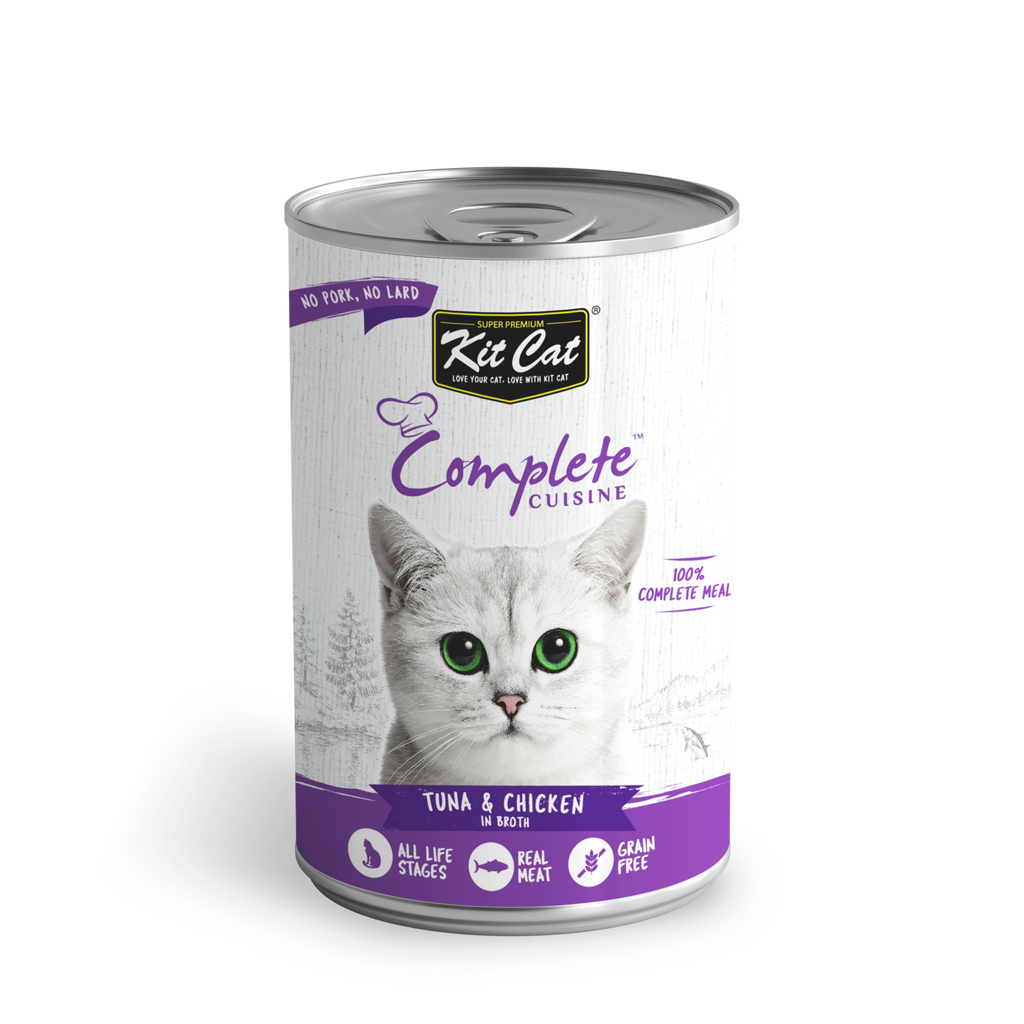 Kit Cat Complete Cuisine Tuna & Chicken in Broth Grain-Free Canned Cat Food 150g