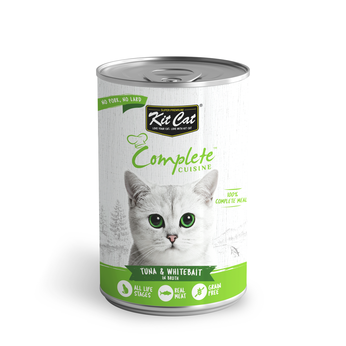 Kit Cat Complete Cuisine Tuna & Whitebait in Broth Grain-Free Canned Cat Food 150g