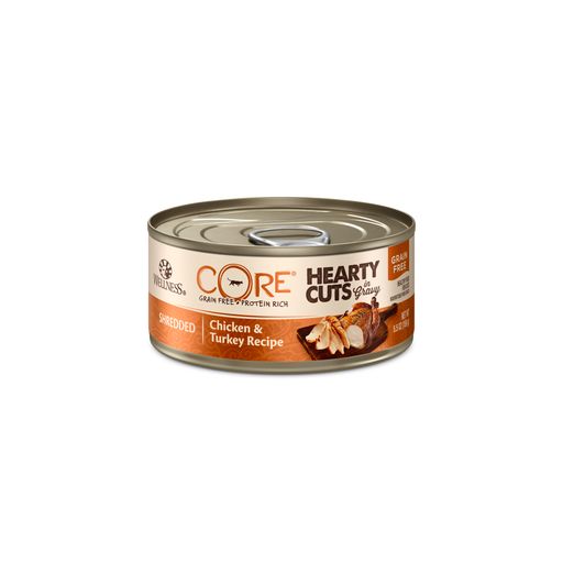 15% OFF: Wellness CORE Hearty Cuts Shredded Chicken & Turkey Grain-Free Canned Cat Food 156g