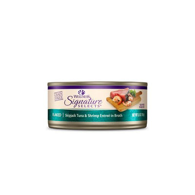 15% OFF: Wellness CORE Signature Selects Flaked Skipjack Tuna & Shrimp Grain-Free Canned Cat Food 5.3oz