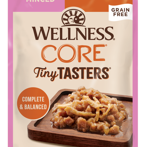 15% OFF: Wellness CORE Tiny Tasters Chicken Minced Grain-Free Kitten Pouch Cat Food 1.75oz