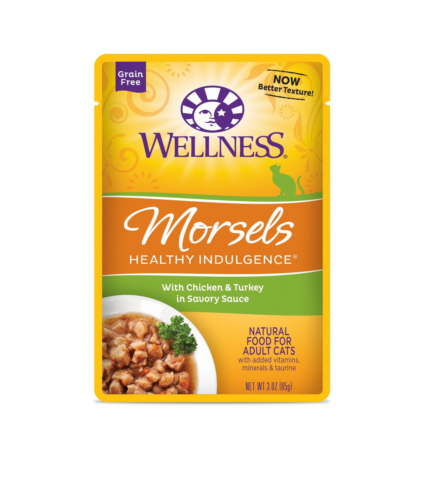 15% OFF: Wellness Healthy Indulgence Morsels Chicken & Turkey In Sauce Grain-Free Pouch Cat Food 3oz