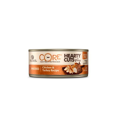 15% OFF: Wellness CORE Hearty Cuts Shredded Chicken & Turkey Grain-Free Canned Cat Food 156g